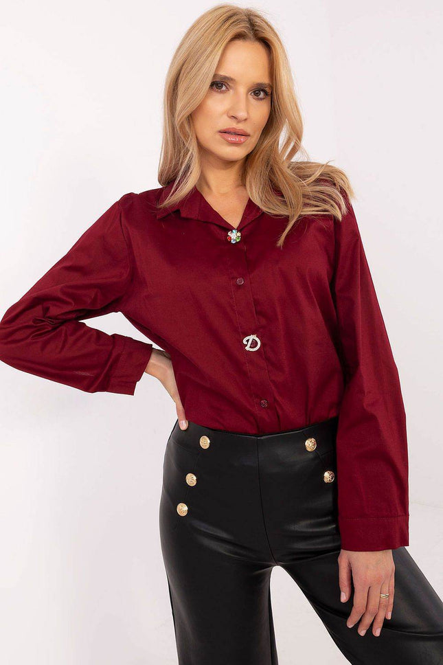 Elegant Cotton Shirt with Detachable Brooches - MimiStylez