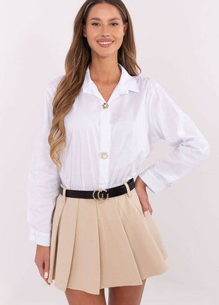 Elegant Cotton Shirt with Detachable Brooches - MimiStylez