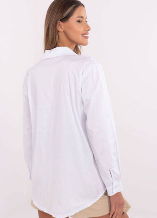 Elegant Cotton Shirt with Detachable Brooches - MimiStylez