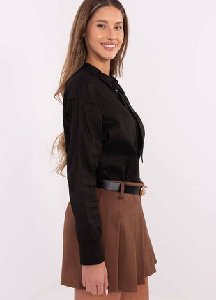 Cotton Blend Shirt with Removable Tie & Brooch - MimiStylez