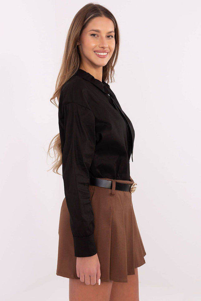 Cotton Blend Shirt with Removable Tie & Brooch - MimiStylez
