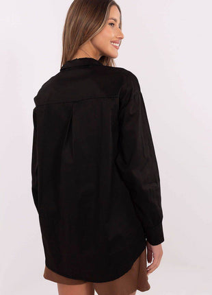 Cotton Blend Shirt with Removable Tie & Brooch - MimiStylez