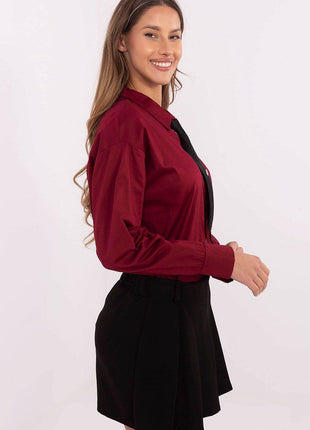 Cotton Blend Shirt with Removable Tie & Brooch - MimiStylez