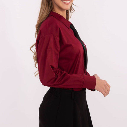 Cotton Blend Shirt with Removable Tie & Brooch - MimiStylez