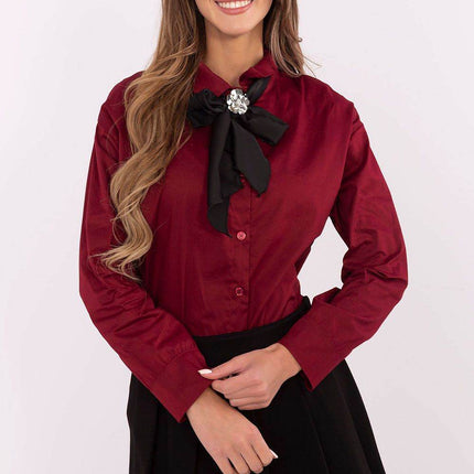 Classic Cotton Shirt with Removable Scarf & Brooch - MimiStylez