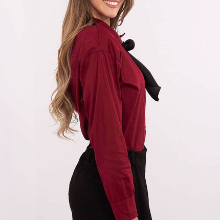 Classic Cotton Shirt with Removable Scarf & Brooch - MimiStylez