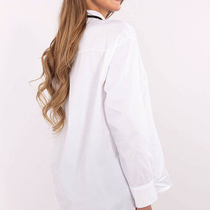 Classic Cotton Shirt with Removable Scarf & Brooch - MimiStylez