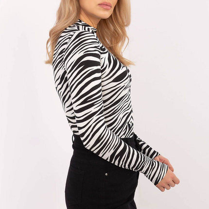 Women's Long Sleeve Cotton Blouse with Trendy Animal Pattern - MimiStylez