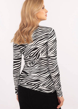 Women's Long Sleeve Cotton Blouse with Trendy Animal Pattern - MimiStylez