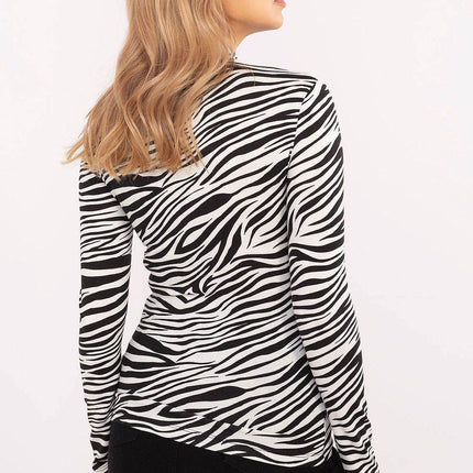 Women's Long Sleeve Cotton Blouse with Trendy Animal Pattern - MimiStylez