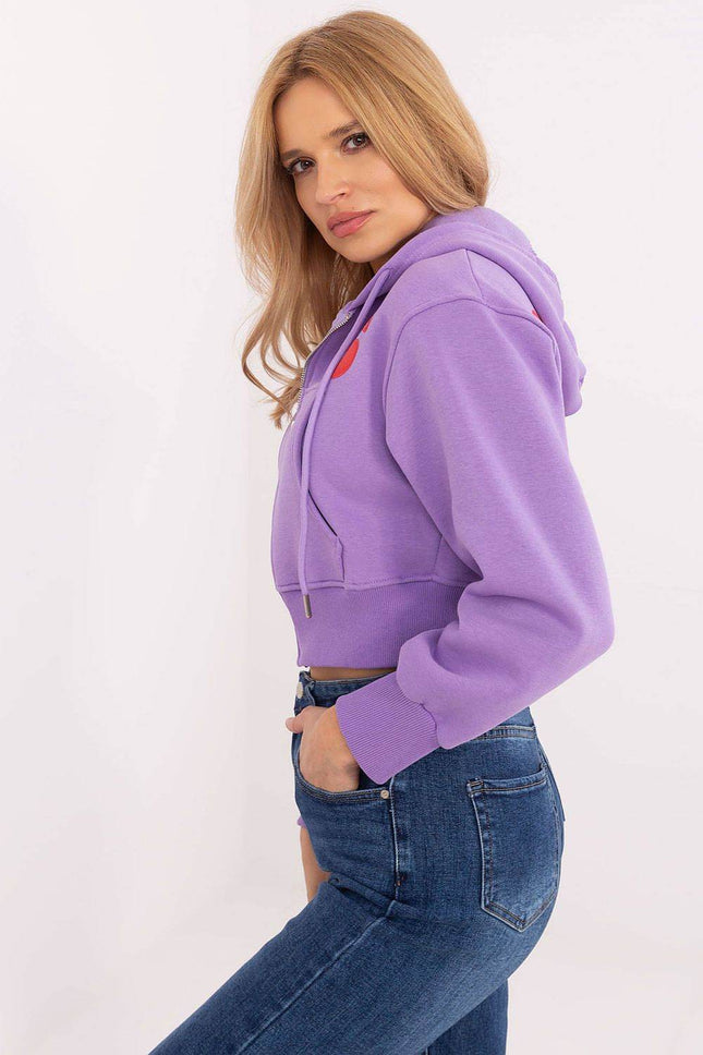 Short Casual Cotton Hoodie with Zipper & Bold Front/Back Prints - MimiStylez