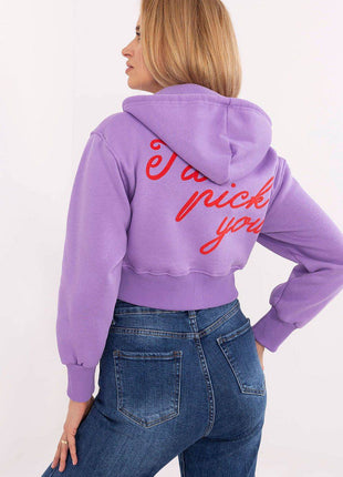 Short Casual Cotton Hoodie with Zipper & Bold Front/Back Prints - MimiStylez