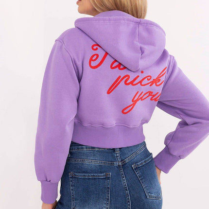 Short Casual Cotton Hoodie with Zipper & Bold Front/Back Prints - MimiStylez