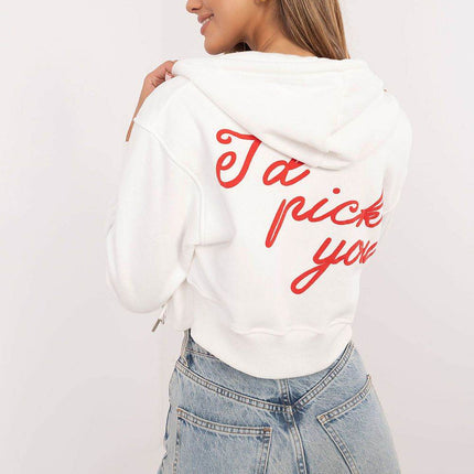 Short Casual Cotton Hoodie with Zipper & Bold Front/Back Prints - MimiStylez