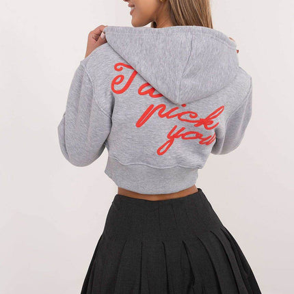 Short Casual Cotton Hoodie with Zipper & Bold Front/Back Prints - MimiStylez