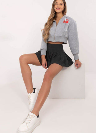 Short Casual Cotton Hoodie with Zipper & Bold Front/Back Prints - MimiStylez