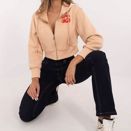 Short Casual Cotton Hoodie with Zipper & Bold Front/Back Prints - MimiStylez