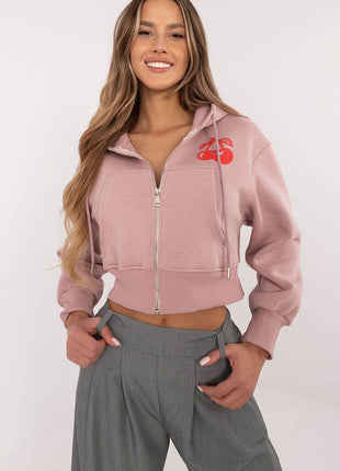 Short Casual Cotton Hoodie with Zipper & Bold Front/Back Prints - MimiStylez