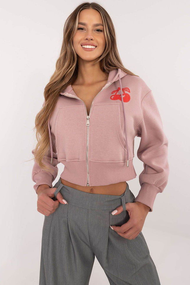 Short Casual Cotton Hoodie with Zipper & Bold Front/Back Prints - MimiStylez