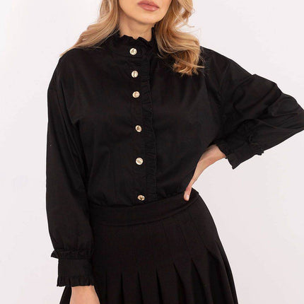Elegant Cotton Shirt with Subtle Ruffle - MimiStylez