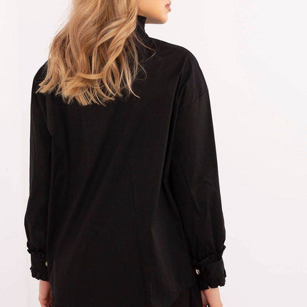 Elegant Cotton Shirt with Subtle Ruffle - MimiStylez