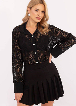 Elegant Women's Lace Shirt with Button Closure - MimiStylez
