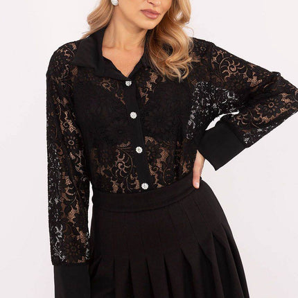 Elegant Women's Lace Shirt with Button Closure - MimiStylez