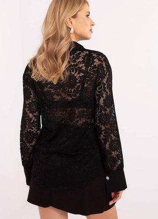 Elegant Women's Lace Shirt with Button Closure - MimiStylez