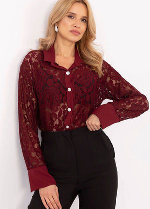 Elegant Women's Lace Shirt with Button Closure - MimiStylez