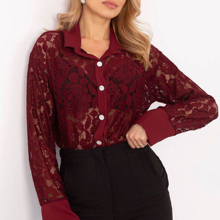 Elegant Women's Lace Shirt with Button Closure - MimiStylez