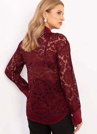 Elegant Women's Lace Shirt with Button Closure - MimiStylez