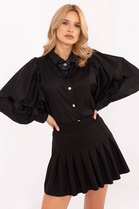 Classic Women’s Shirt with Buff Sleeves and Detachable Brooch — Elegant, Minimalist & Comfortable for Formal and Workwear - MimiStylez