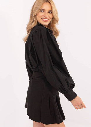 Classic Women’s Shirt with Buff Sleeves and Detachable Brooch — Elegant, Minimalist & Comfortable for Formal and Workwear - MimiStylez