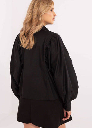 Classic Women’s Shirt with Buff Sleeves and Detachable Brooch — Elegant, Minimalist & Comfortable for Formal and Workwear - MimiStylez