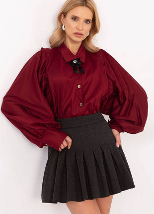 Classic Women’s Shirt with Buff Sleeves and Detachable Brooch — Elegant, Minimalist & Comfortable for Formal and Workwear - MimiStylez