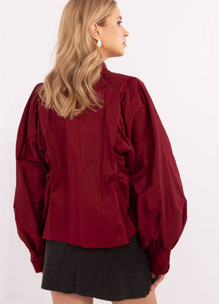 Classic Women’s Shirt with Buff Sleeves and Detachable Brooch — Elegant, Minimalist & Comfortable for Formal and Workwear - MimiStylez