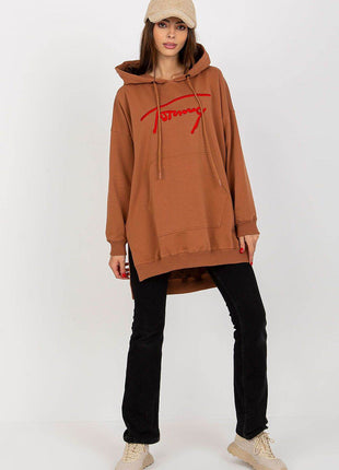 Comfort-Fit Long Sweatshirt – Cotton Blend with Functional Pocket - MimiStylez