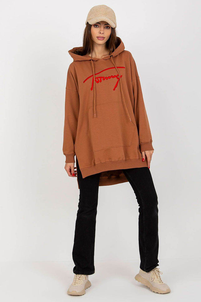 Comfort-Fit Long Sweatshirt – Cotton Blend with Functional Pocket - MimiStylez
