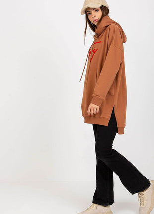 Comfort-Fit Long Sweatshirt – Cotton Blend with Functional Pocket - MimiStylez