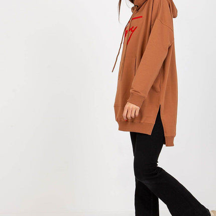Comfort-Fit Long Sweatshirt – Cotton Blend with Functional Pocket - MimiStylez