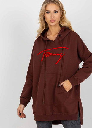 Comfort-Fit Long Sweatshirt – Cotton Blend with Functional Pocket - MimiStylez