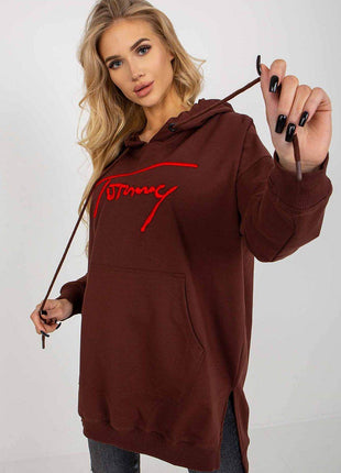 Comfort-Fit Long Sweatshirt – Cotton Blend with Functional Pocket - MimiStylez