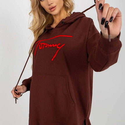 Comfort-Fit Long Sweatshirt – Cotton Blend with Functional Pocket - MimiStylez