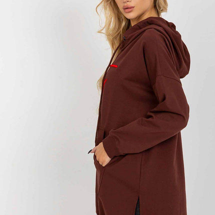 Comfort-Fit Long Sweatshirt – Cotton Blend with Functional Pocket - MimiStylez