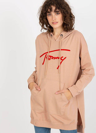 Comfort-Fit Long Sweatshirt – Cotton Blend with Functional Pocket - MimiStylez