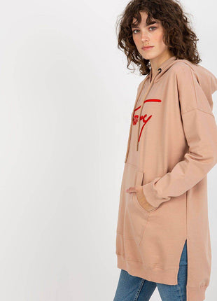 Comfort-Fit Long Sweatshirt – Cotton Blend with Functional Pocket - MimiStylez