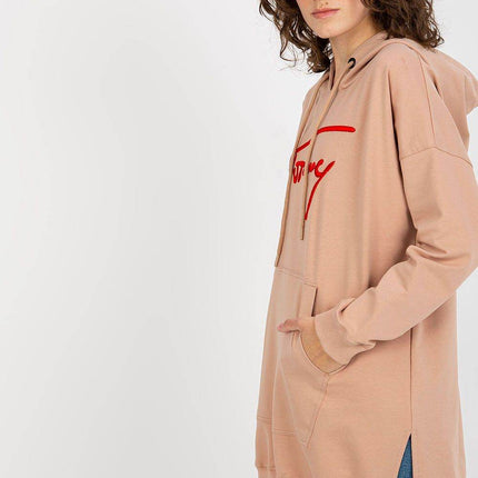 Comfort-Fit Long Sweatshirt – Cotton Blend with Functional Pocket - MimiStylez