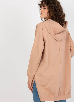 Comfort-Fit Long Sweatshirt – Cotton Blend with Functional Pocket - MimiStylez