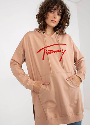 Comfort-Fit Long Sweatshirt – Cotton Blend with Functional Pocket - MimiStylez