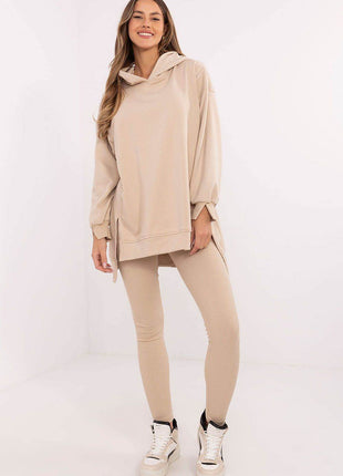 Women's Cotton Hoodie & Leggings Set – Sweatshirt & Ribbed High-Waist Bottoms - MimiStylez